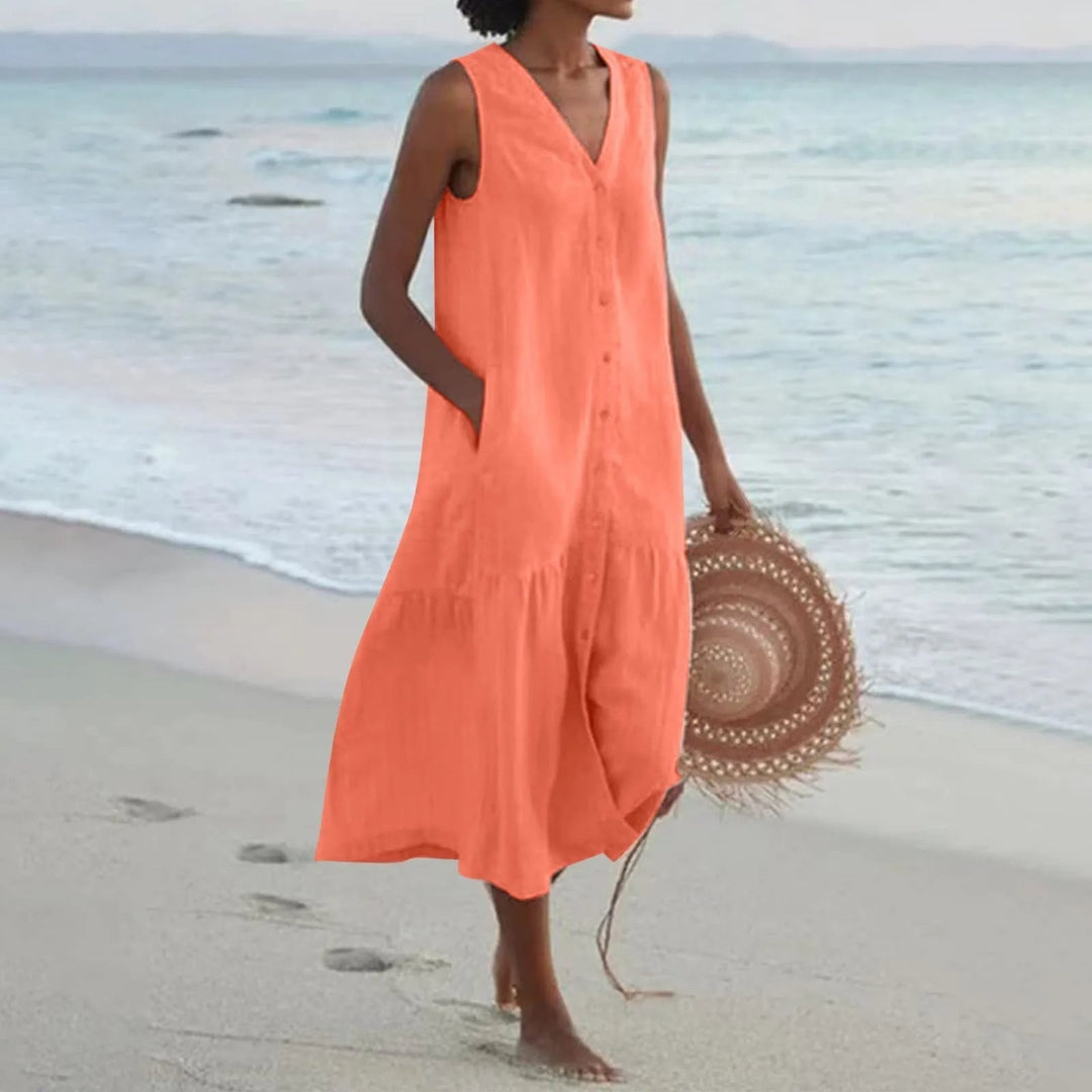 Hailey | Dames Lena Zomer V-hals Midi Jurk