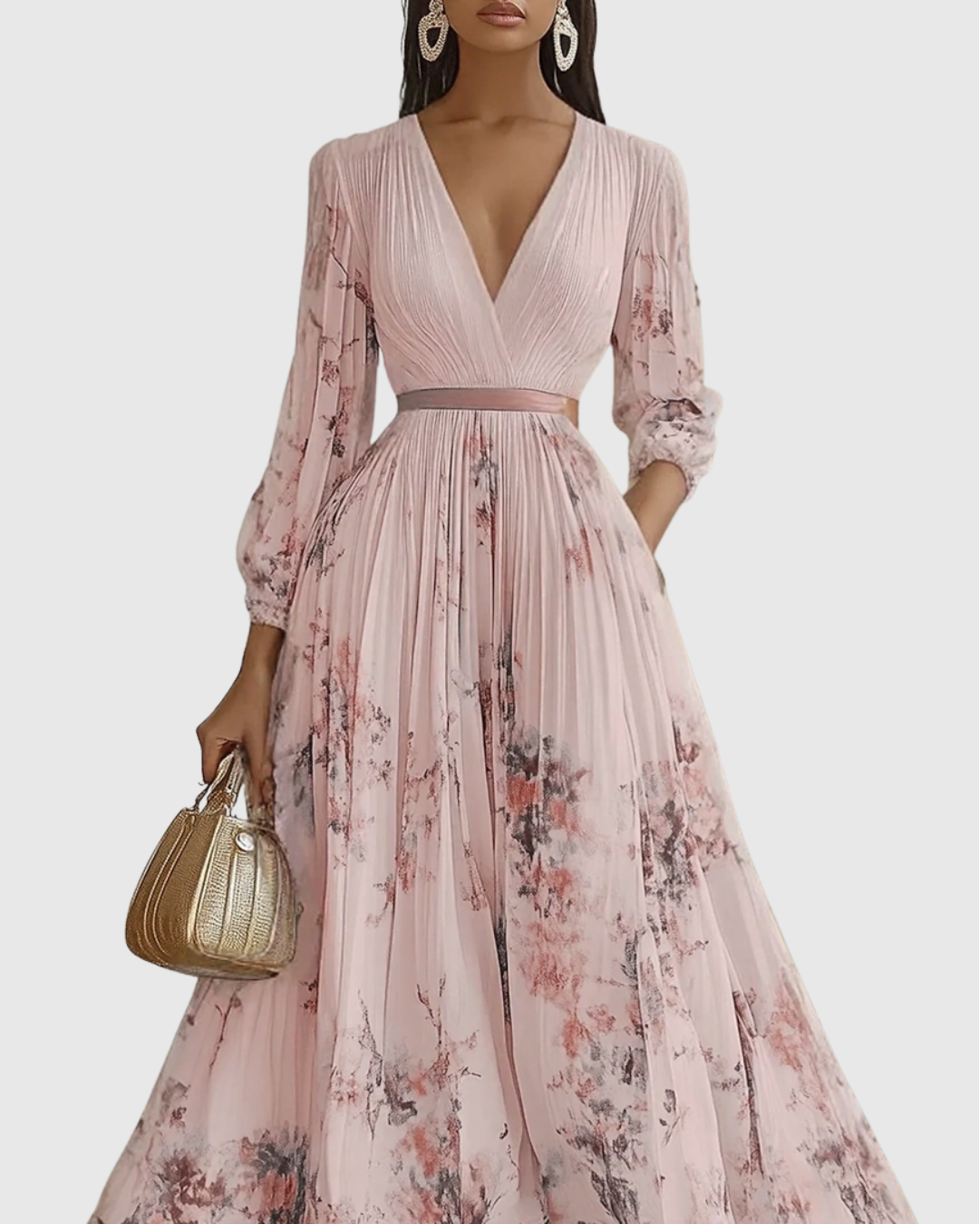 Trinity | Dames mouwloze geplooide midi-jurk met bloemenprint