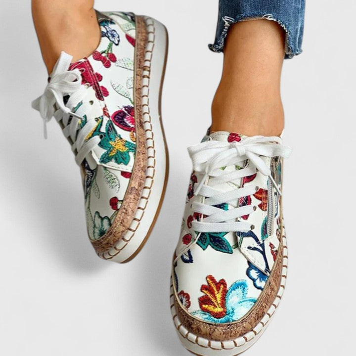 Stevie | Dames Platform Sneakers met Bloemenprint