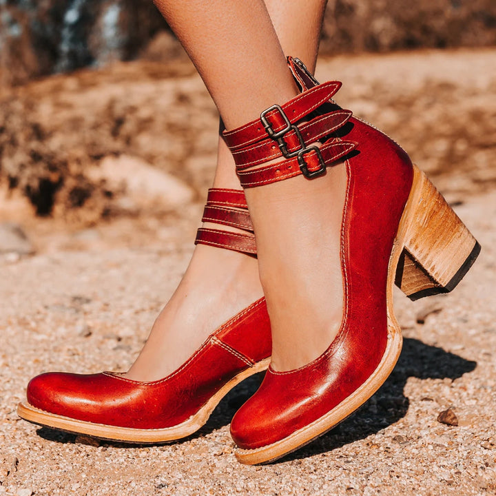 Zoë | Dames Schoenen Met Gespband En Blokhak