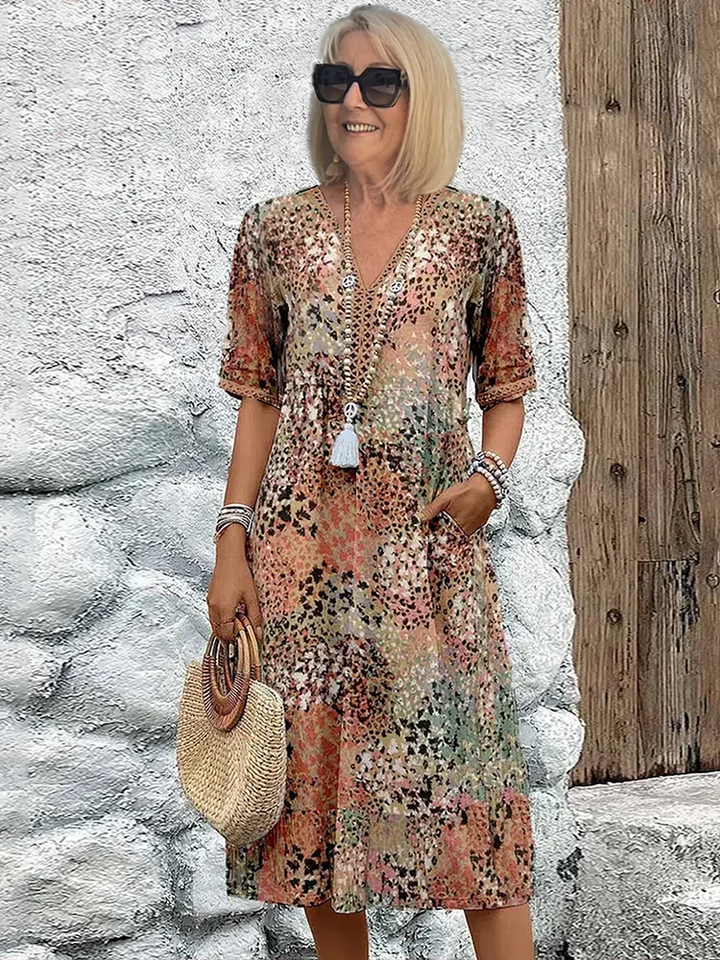 Piper | Dame Relaxte Pasvorm Bloemenpatroon Jurk