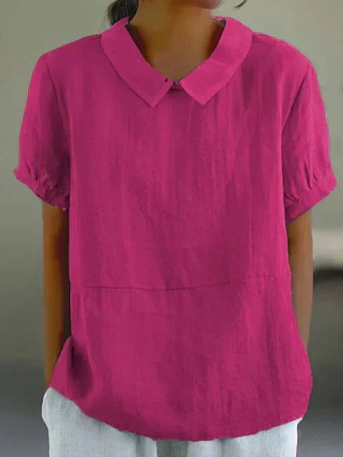 Sophie | Dames Linnen Blouse Met Peter Pan Kraag