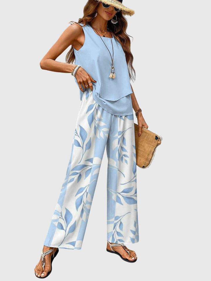 Sabrina | Dames tweedelige set met wijde broek