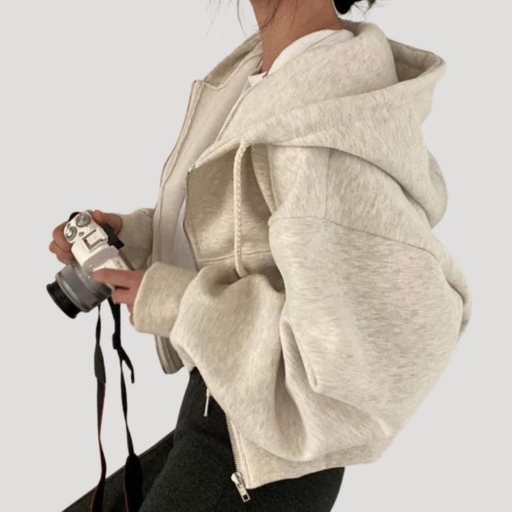 Phoebe | Dames Lente Cropped Hoodie Jas Met Rits