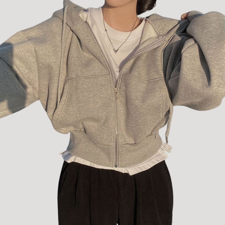 Phoebe | Dames Lente Cropped Hoodie Jas Met Rits