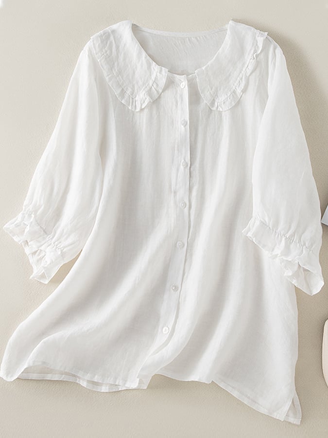Holly | Women Loose Fit Ruffle Collar Shirt