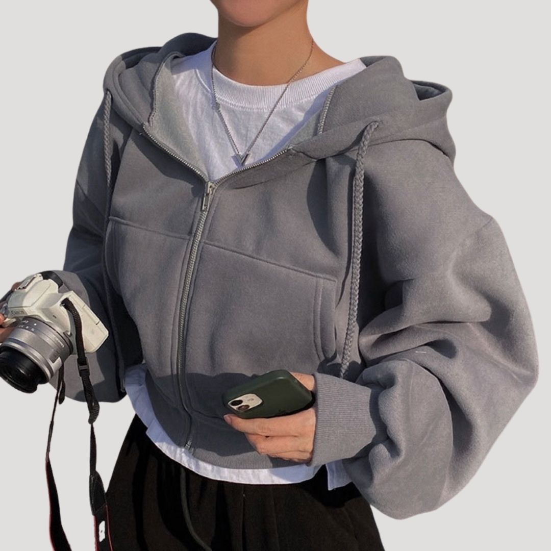 Phoebe | Dames Lente Cropped Hoodie Jas Met Rits