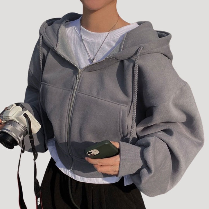 Phoebe | Dames Lente Cropped Hoodie Jas Met Rits