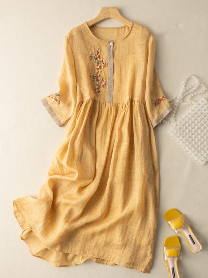 Ivy | Women Embroidered Ethnic Midi Dress