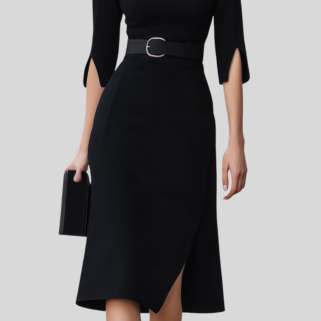 Haven | Dames Elegante Midi Jurk met Riem