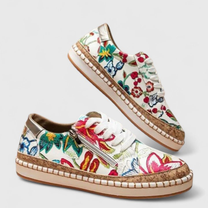 Stevie | Dames Platform Sneakers met Bloemenprint