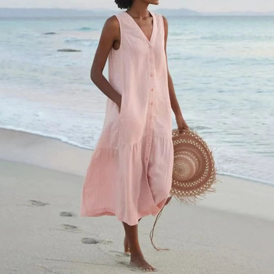 Hailey | Dames Lena Zomer V-hals Midi Jurk