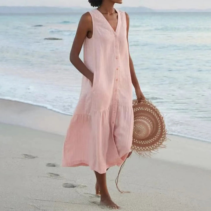 Hailey | Dames Lena Zomer V-hals Midi Jurk