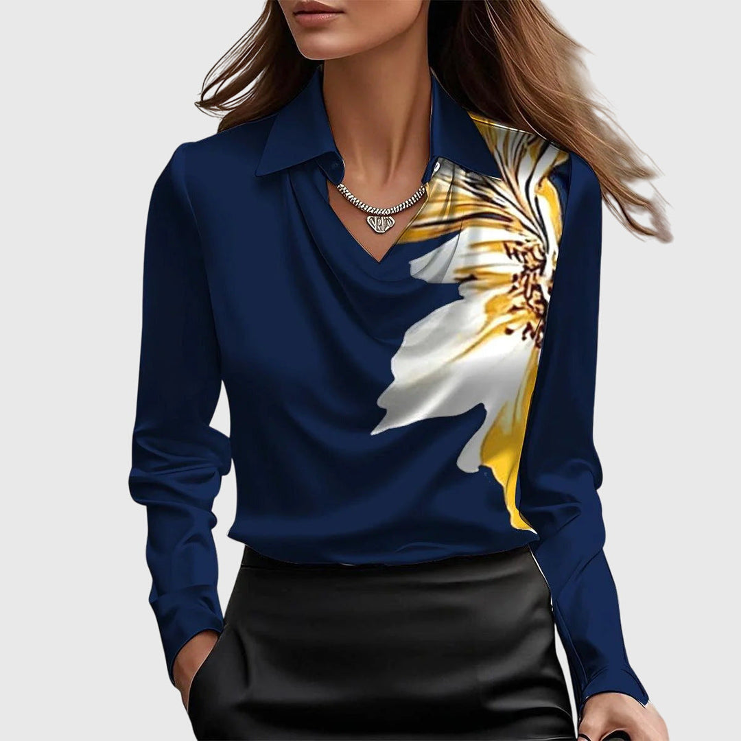 Abigail | Dames top met watervalhals en lange mouwen