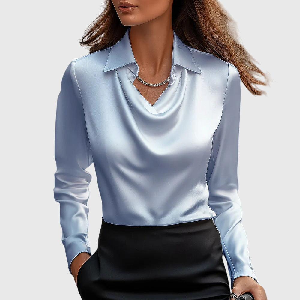 Abigail | Dames top met watervalhals en lange mouwen