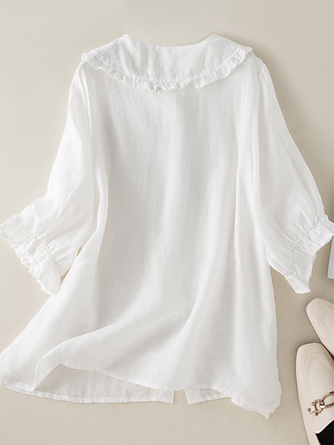 Holly | Women Loose Fit Ruffle Collar Shirt