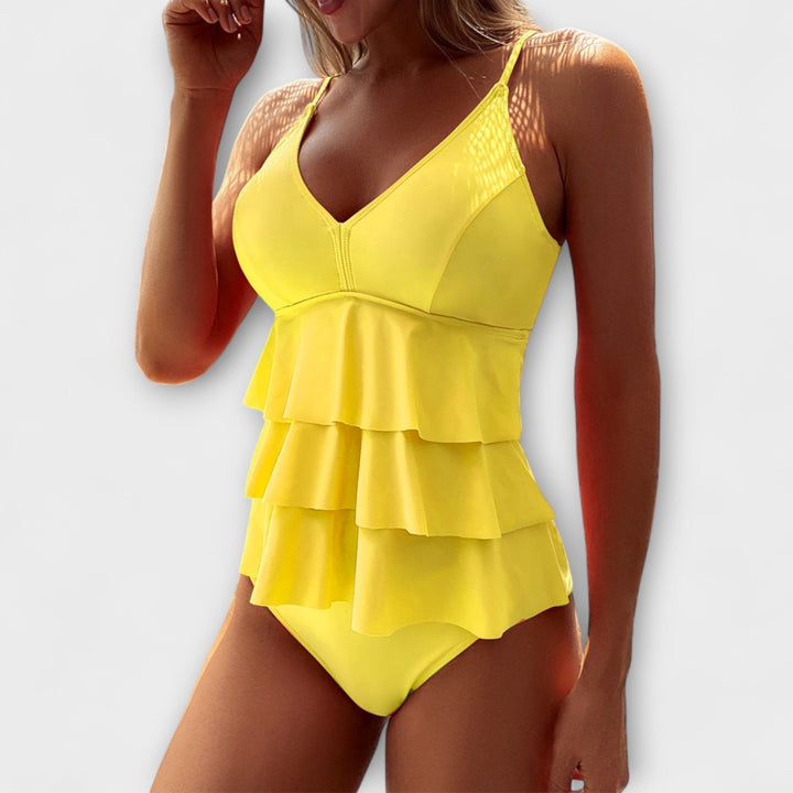 Jasmine | Dames Chiffon Tweedelige Set met Wijde Pijpen