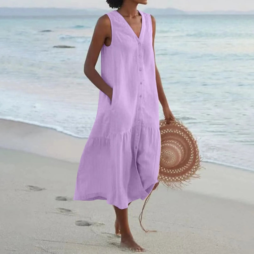 Hailey | Dames Lena Zomer V-hals Midi Jurk