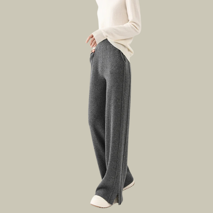 Dahlia | Dames Gebreide Hoge Taille Wijde Broek