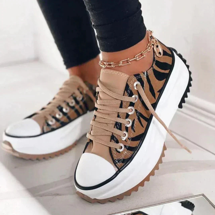 Cosette | Dames Casual Sneakers Met Veters En Plateauzool