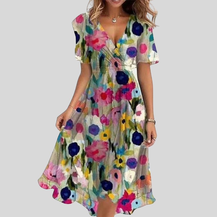 Rowan | Dames Bloemen Wikkel Midi Jurk Shorts