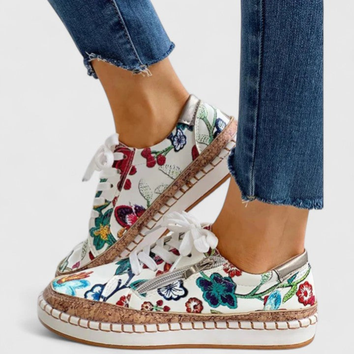 Stevie | Dames Platform Sneakers met Bloemenprint