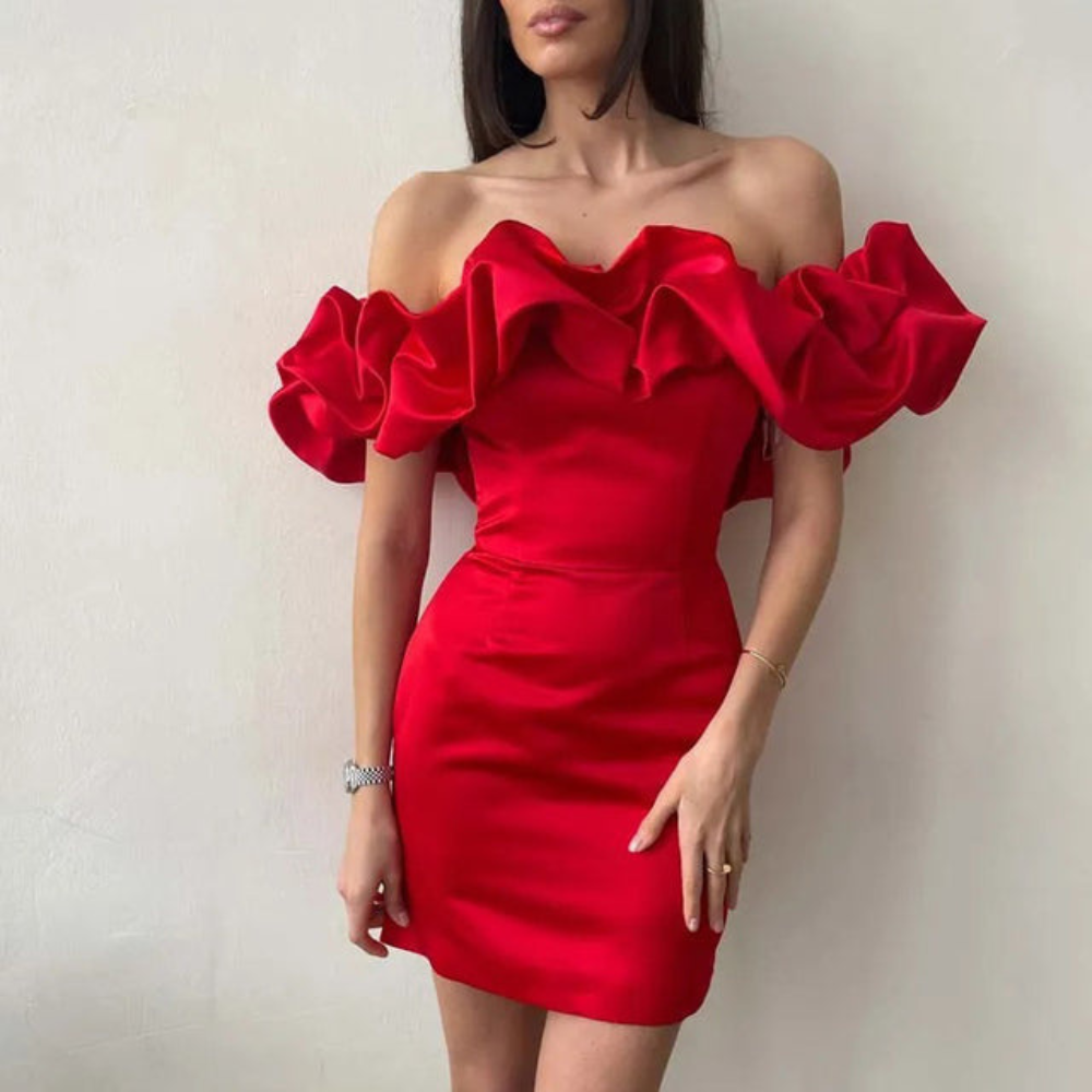 Melanie | Vrouwen Trouwen Gast Ruffle Mini Jurk