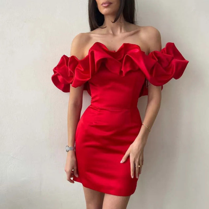 Melanie | Vrouwen Trouwen Gast Ruffle Mini Jurk