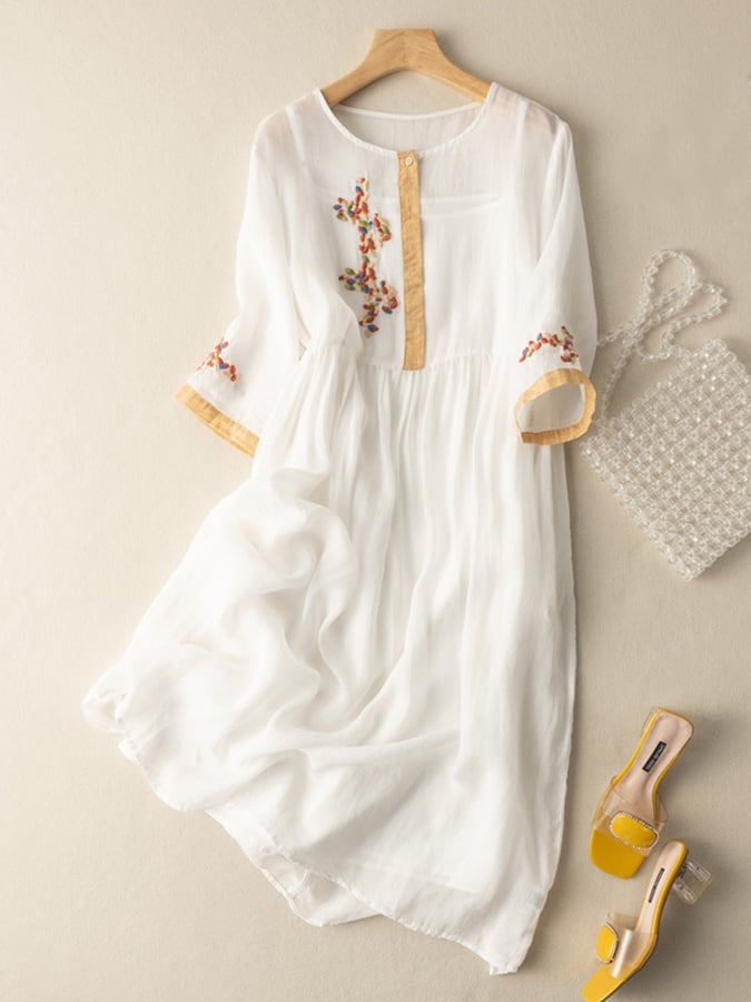 Ivy | Women Embroidered Ethnic Midi Dress