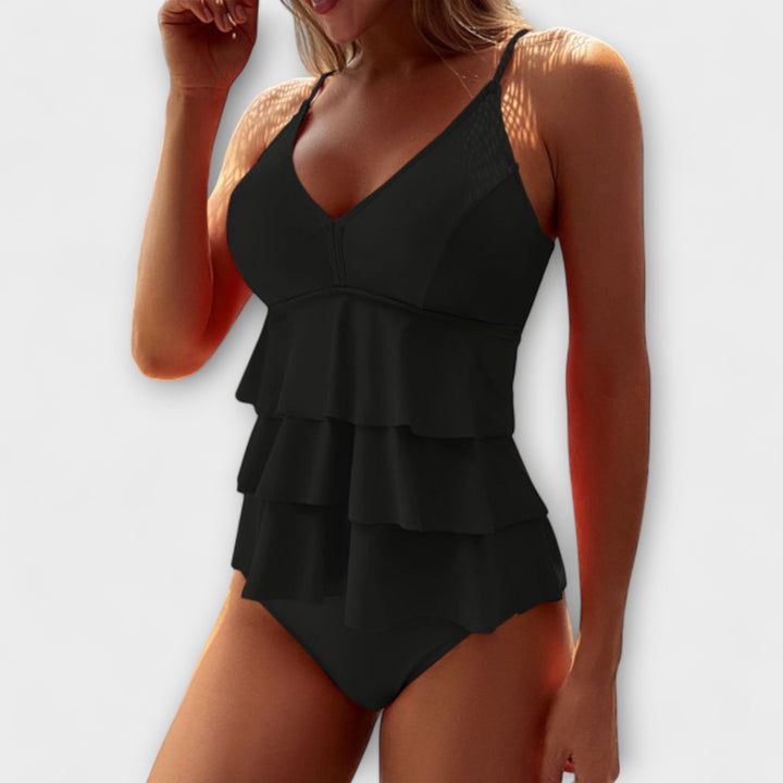 Jasmine | Dames Chiffon Tweedelige Set met Wijde Pijpen