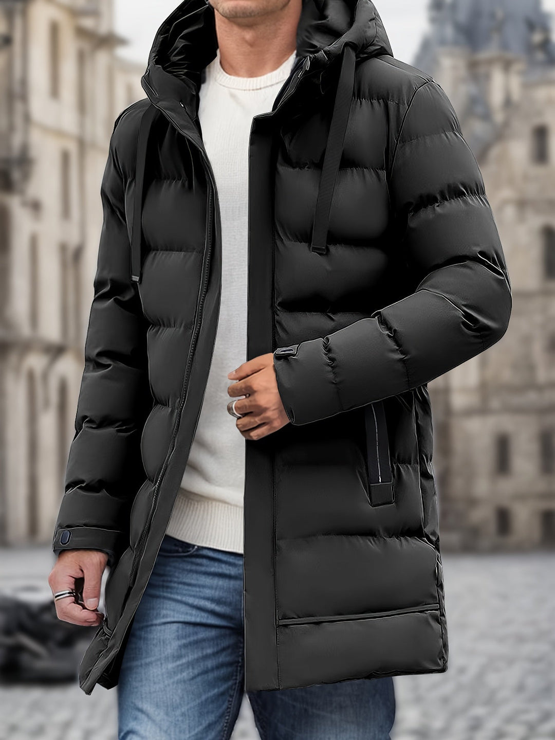 Adam | Heren Hooded Lange Puffer Winterjas