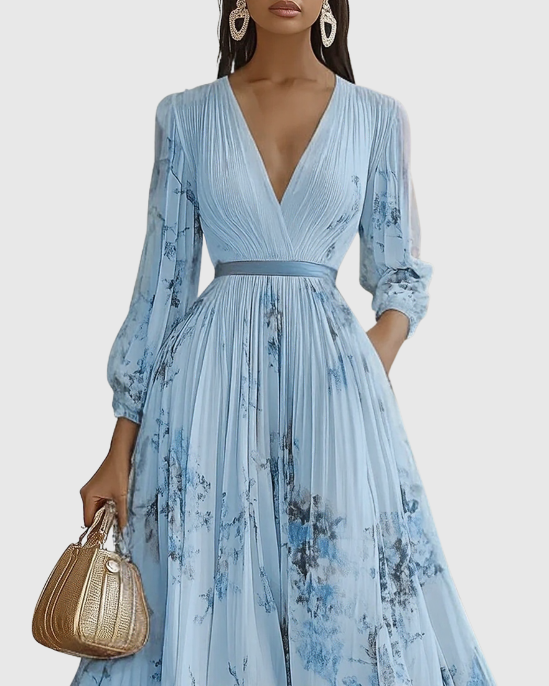 Trinity | Dames mouwloze geplooide midi-jurk met bloemenprint