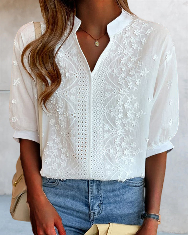 Julia | Women V Neck Puff Sleeve Blouse