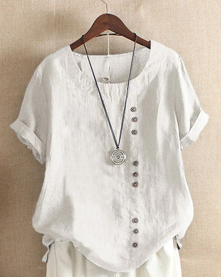 Freya | Women Button Detail Casual Short Sleeve Blouse