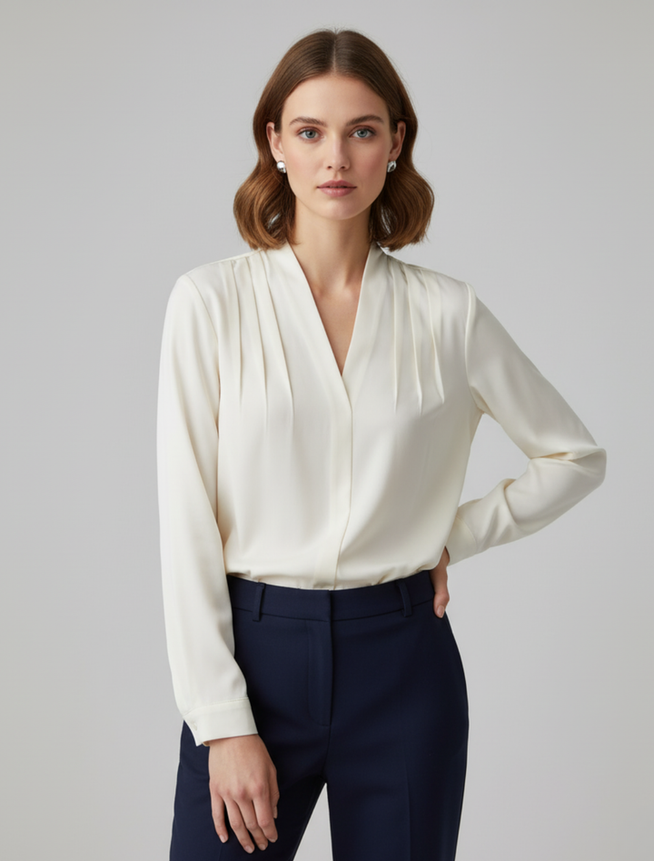 Annalise  | Dames Blouse met Pofmouwen en Getailleerde Taille