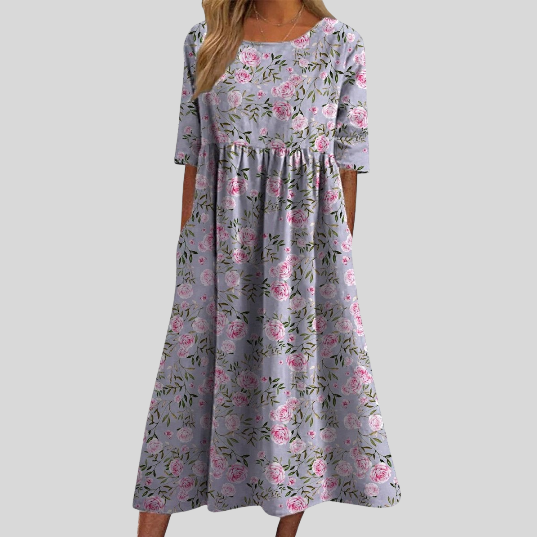Lennon | Dames Vintage Midi Jurk met Bloemenprint