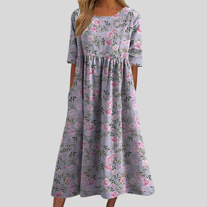 Lennon | Dames Vintage Midi Jurk met Bloemenprint