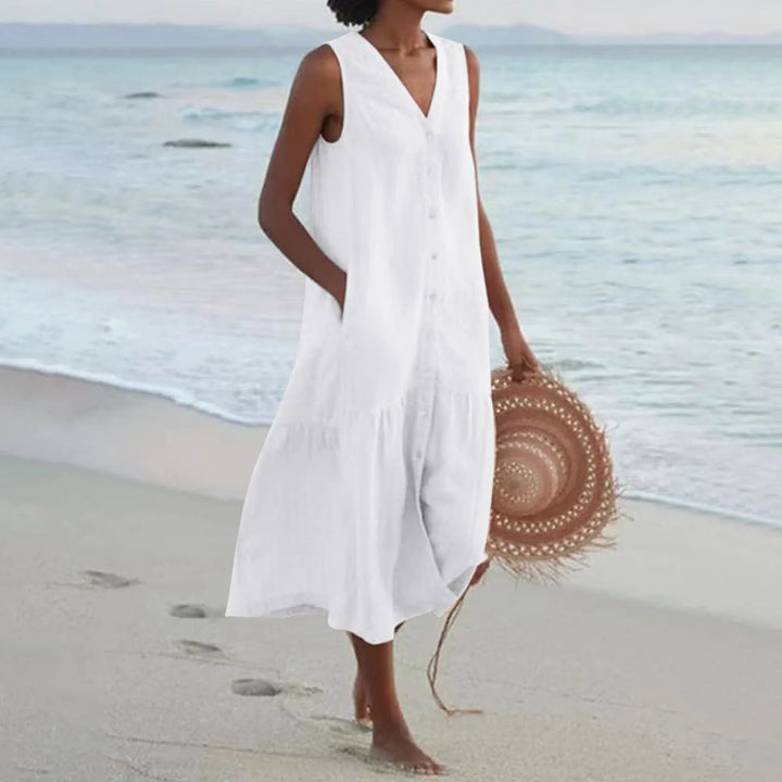 Hailey | Dames Lena Zomer V-hals Midi Jurk