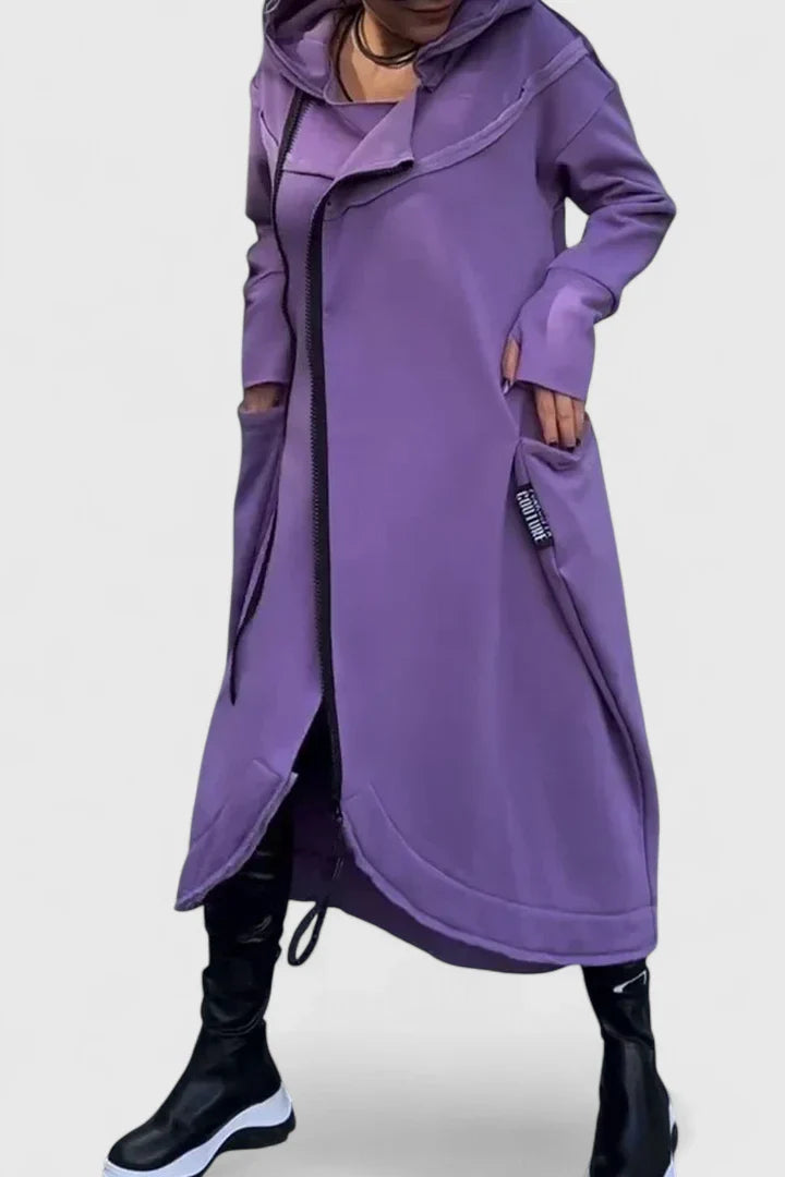 Dames Lange Jurk met Asymmetrische Zoom en Ritssluiting