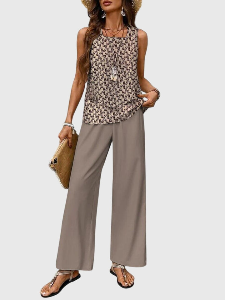 Sabrina | Dames tweedelige set met wijde broek