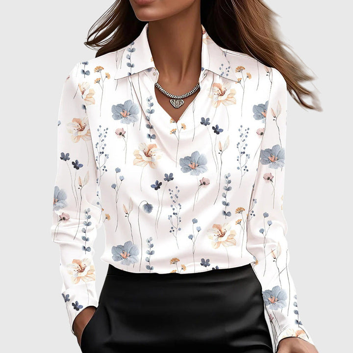 Abigail | Dames top met watervalhals en lange mouwen