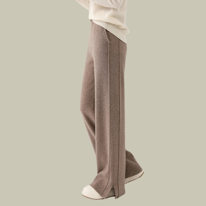 Dahlia | Dames Gebreide Hoge Taille Wijde Broek