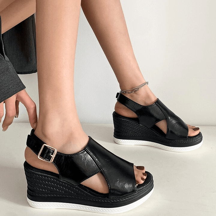 Lydia | Dames Metallic Platform Comfort Sandalen