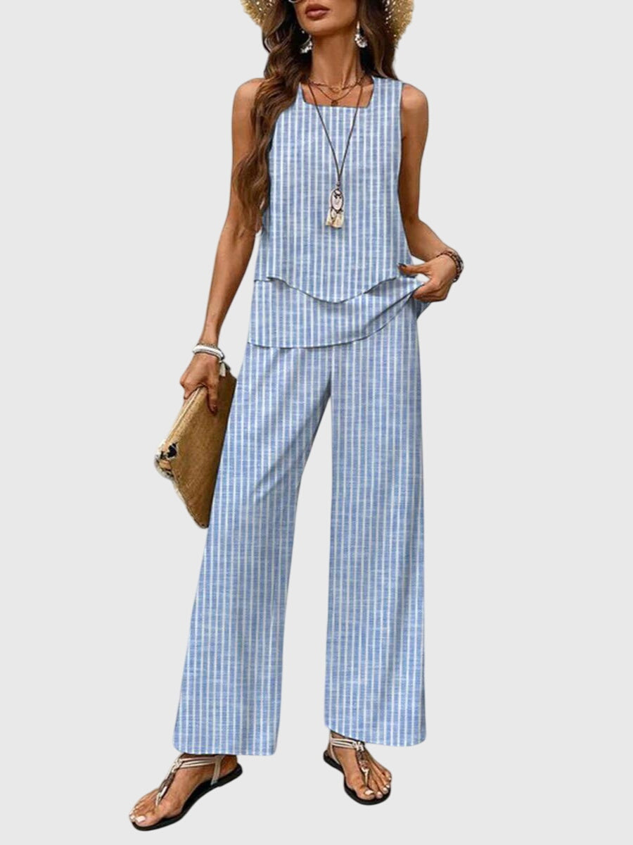 Sabrina | Dames tweedelige set met wijde broek