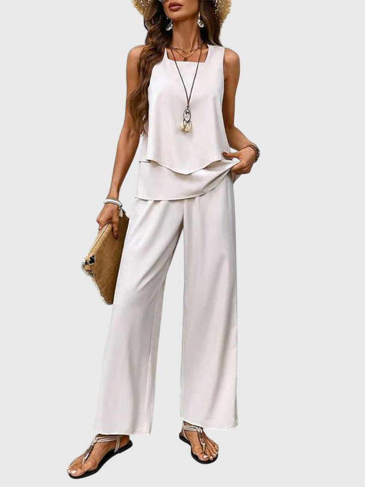 Sabrina | Dames tweedelige set met wijde broek