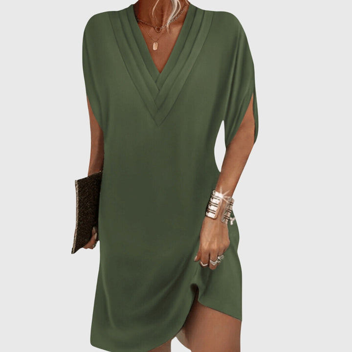 Amber | Dames losse mini-jurk met V-hals