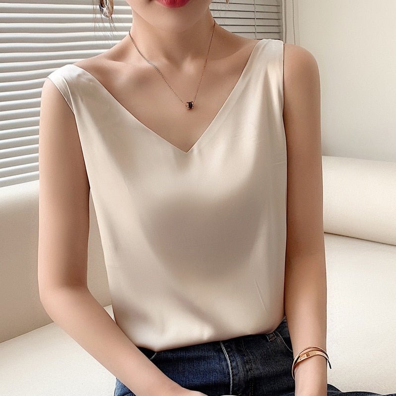 Mila | Dames Klassieke Satijnen Camisole Blouse
