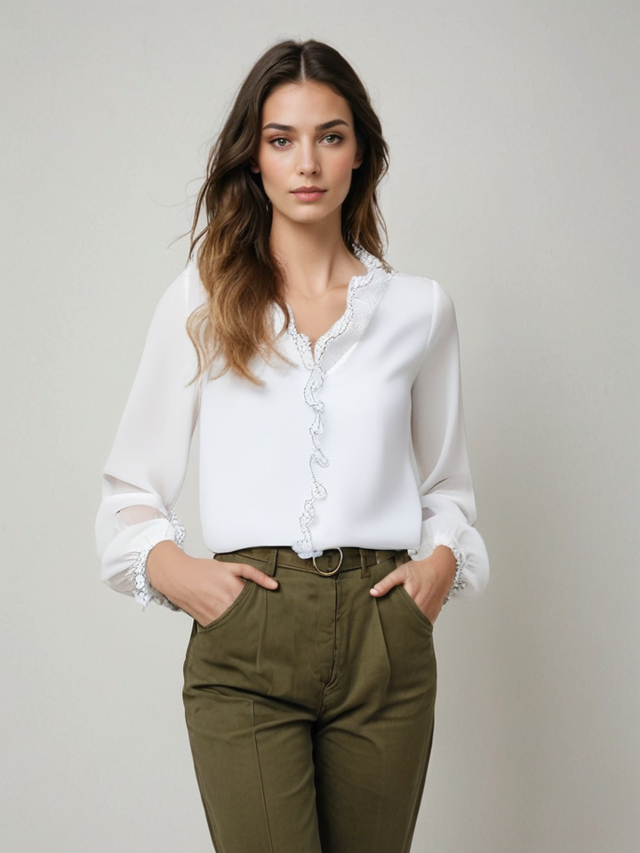 Elsie | Women Elegant Long Sleeve Ruffle Blouse
