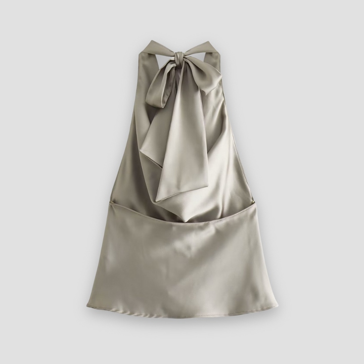 Jessica | Dames Mouwloze Satijnen Rugloze Blouse