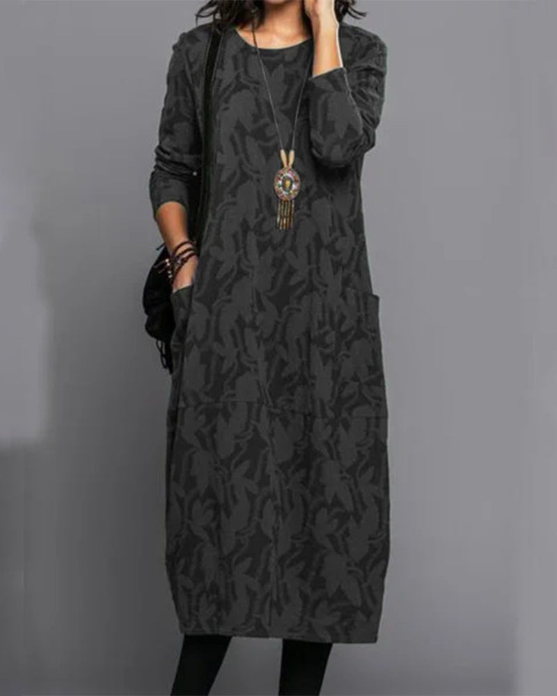 Samantha | Dames Winter Maxi Jurk Met Lange Mouwen En Zakken